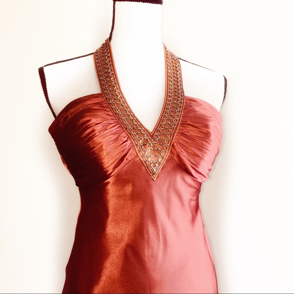 Womens Halter Beaded Prom Dress Evening Gown 3/4 - Picture 2 of 6